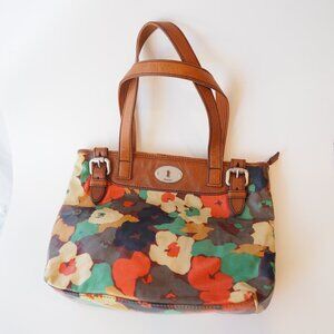 Fossil Leather Floral Shoulder Bag